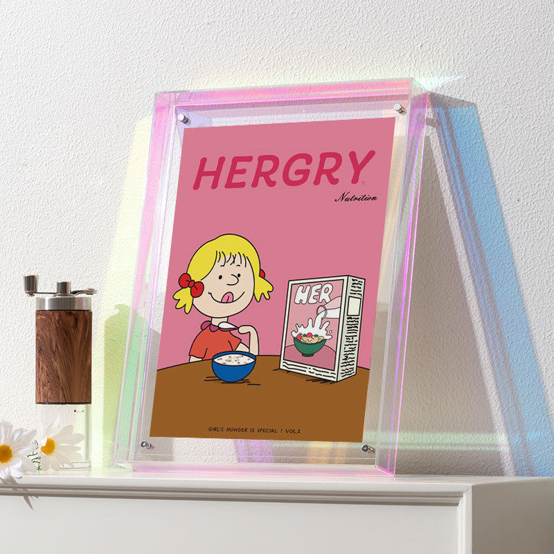 卡通装饰画儿童房卧室亚克力相框摆画ins风女生礼物客厅书房挂画