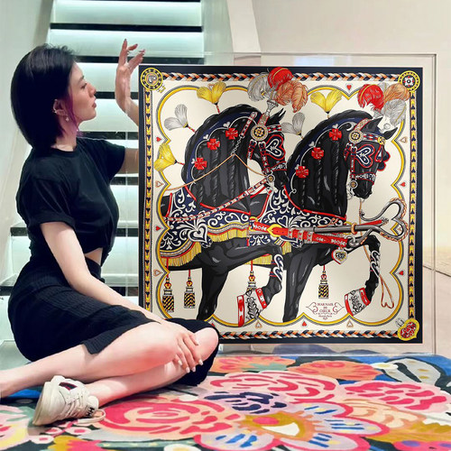 客厅高端丝巾挂画亚克力奢侈品裱装饰画酒店民宿卧室玄关轻奢壁画