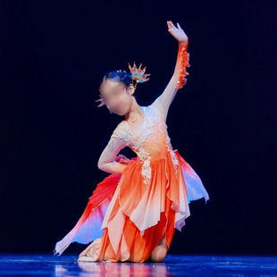 舞蹈演出表演服专业定制 同款 小兰花金奖儿童当代舞群舞 红鳞
