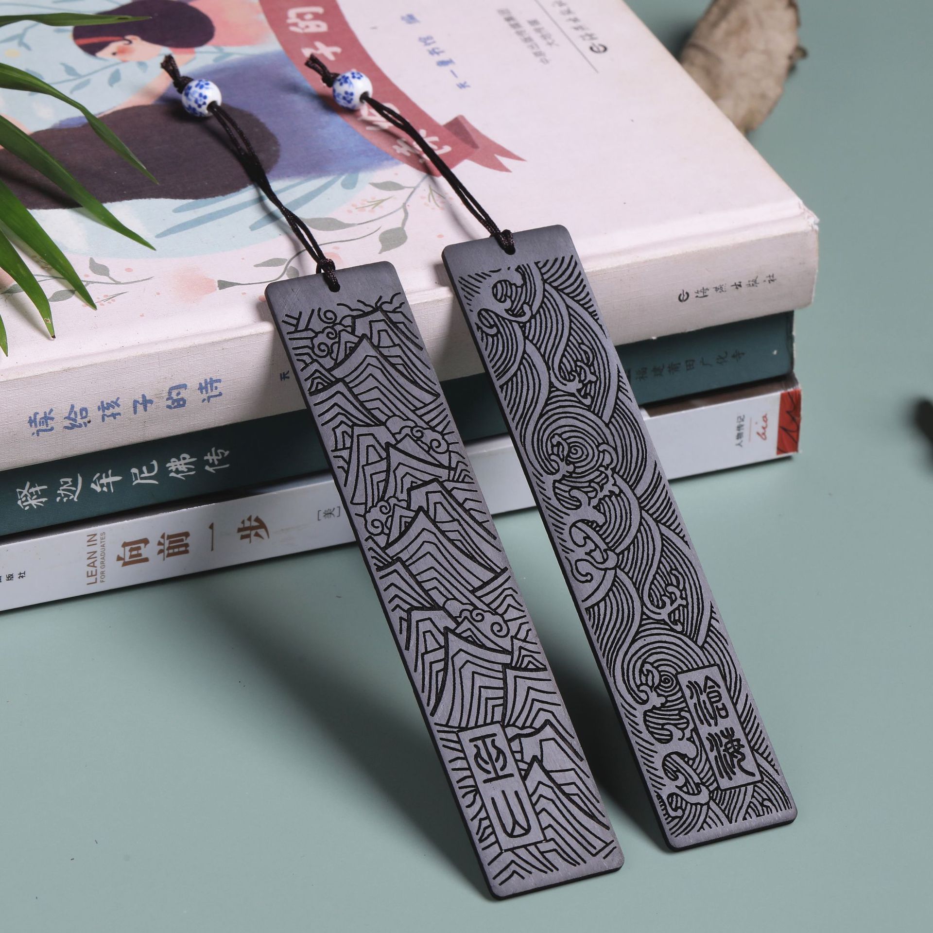 中国风木质书签红木雕刻 巫山沧海 激光刻字公司文创毕业礼品黑檀