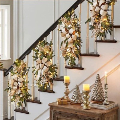 Christmas Front Door Window Stairs Wreaths 16 inches Stairwa