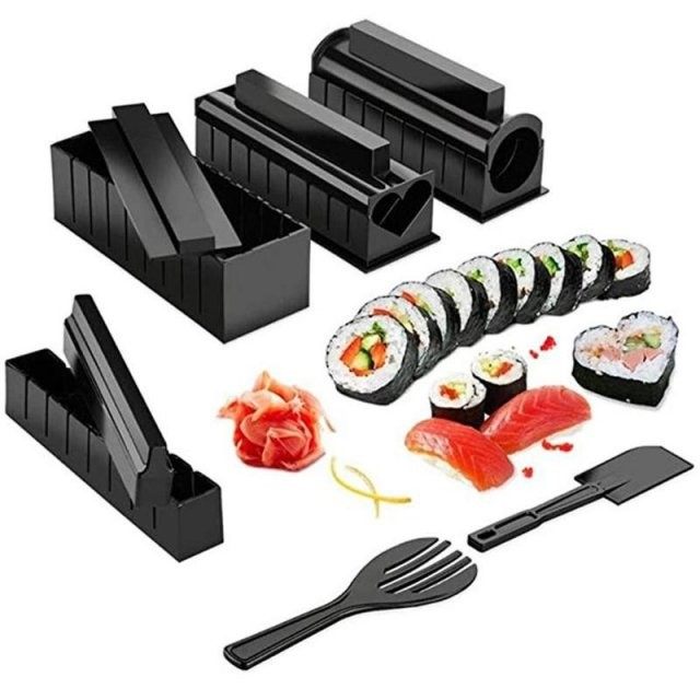 10 pcs/set diy sushi making kit rice roll mold multifunction