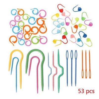 53 pcs Plastic Crochet Hook Knit Yarn Weave Knitting Needle