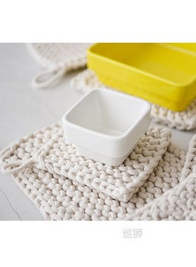 Woven Pot Holder Cotton Coaster Heat Resistant Cup Mug Mat C