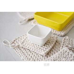 Woven Pot Holder Cotton Coaster Heat Resistant Cup Mug Mat C