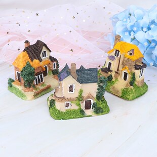 Micro 3pcs Miniature Resin Landscape House Castle Fairy