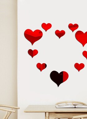 1 Set Gold Silver 3D Heart Mirror Wall Sticker Wall Decorati
