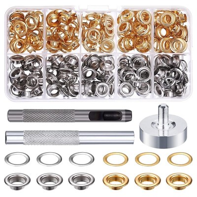 100 Sets 1/4 Inch Grommet Kit Grommets Eyelets with 3 Pieces
