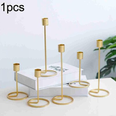 Nordic style Candle Holder Gold Single Head Iron 3D Geometri