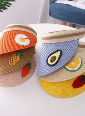 Summer Children's Sun Hat Small Daisy Fruit Labeled Straw