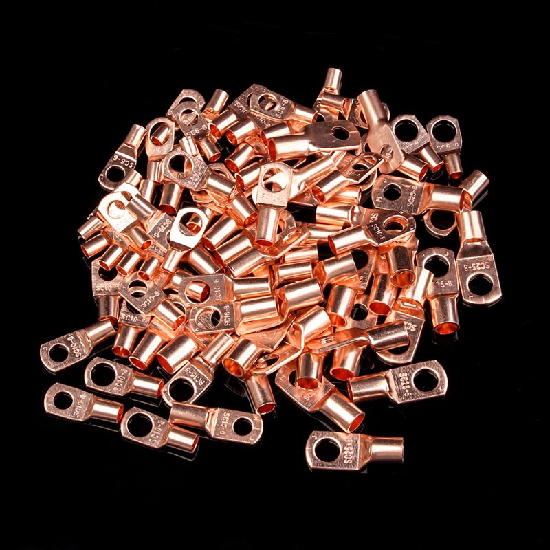 50Pcs SC6-6 SC6-8 SC10-6 Tinned Copper Lug Ring Wire Connect