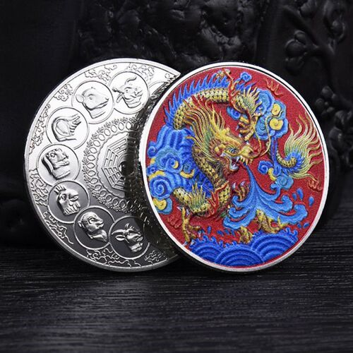1Pc Dragon And Phoenix Coin Decor Bring You Good Luck Iron T