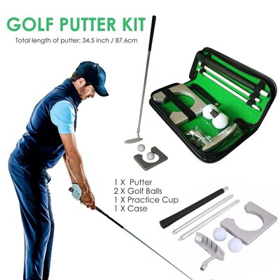 Portable Golf Three-section Assembly Putter Putting Trainer