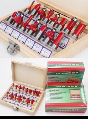 15pcs 6.35mm Shank Milling Cutter Machine Set Router Bits fo