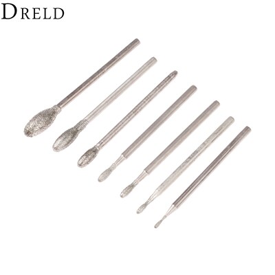 14Pcs Dremel Accesories Oval Diamond Grinding Head Burrs Bit