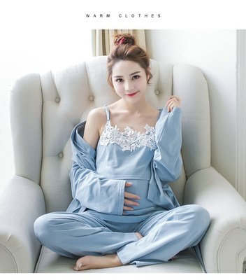 Summer pregnant women cotton nursing pajamas shirt postpartu