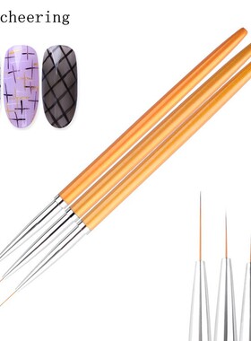 3Pcs/Set Professional Gold Metal Handle Nail Art Brush 3d N
