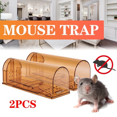 2Pcs Transparent Reusable Mouse Trap Rodent Mice Live Catche