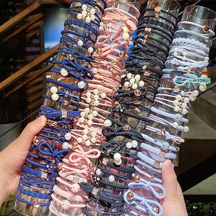 1Pack Women Elastic Hair Ties Pearls Fashion Girls Scrunchie