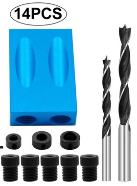 Woodworking Oblique Hole Jig Kit, 15 Degree Angle Drill Guid