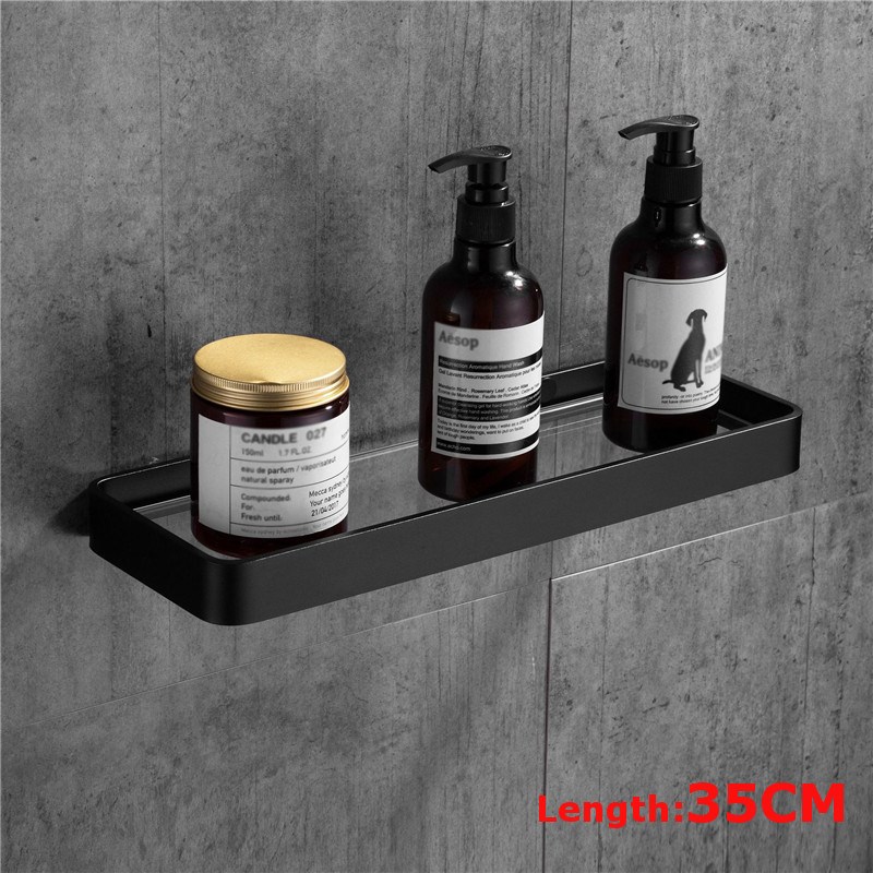 Shower Shelf Shampoo Holder Space Aluminum Bathroom Rack Gla