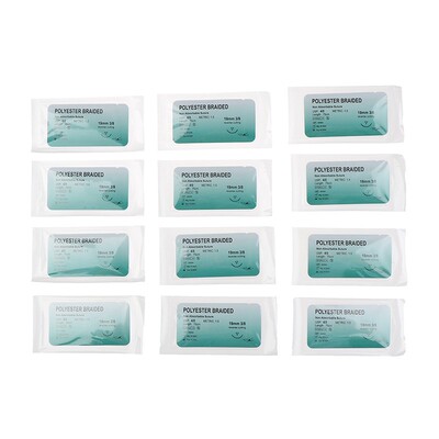 12 Pcs Polyester Braided Medical Needle Suture Monofilament