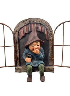 Elf Out The Door Tree Hugger Naughty Garden Gnome Peeker Fun