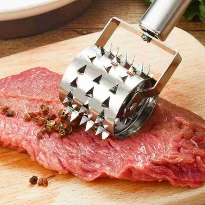 1pc Rotating Meat Tenderizer Hammer Steel Steak Meat Wheel N