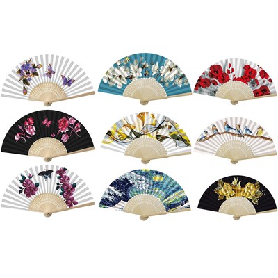 Handmade Oil Painting Ginkgo Leaf Folding Fan By Numbers