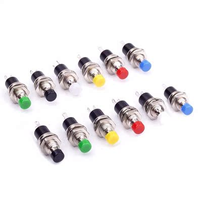 5PCS 7mm Thread Multicolor 2 Pins Momentary Push Button Swit