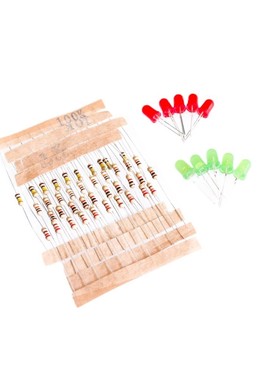 50pcs 1K 10K 100K 220 Ohm 1/4W Metal Film Resistor and Led K