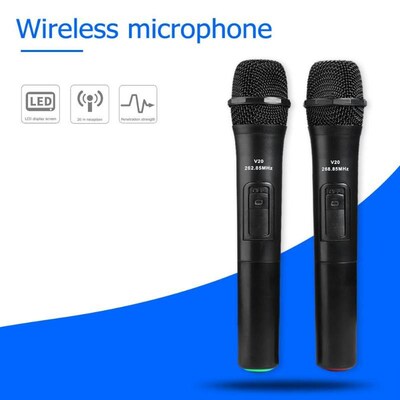 2Pcs 268.85Mhz/262.85Mhz Smart Wireless Microphones Black f
