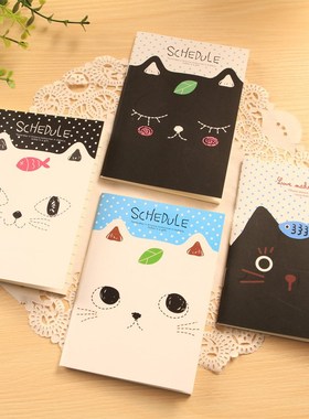 2PCS Office Stationery Cute Cat Notebook Students Diary Filo