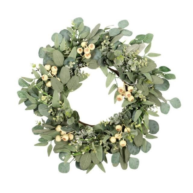 Artificial green eucalyptus door hanging garland ginkgo euca