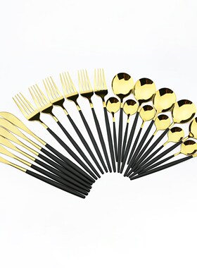 24pcs Gold Dinnerware Set Stainless Steel Cutlery Set Mirror