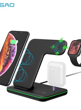 3 in 1 Qi Wireless Charger Stand for Apple Watch 6 5 4 3 2 A