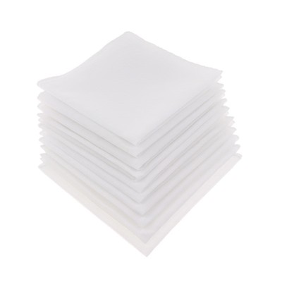 10pcs  Cotton Pocket Square White Solid Handkerchief Bla
