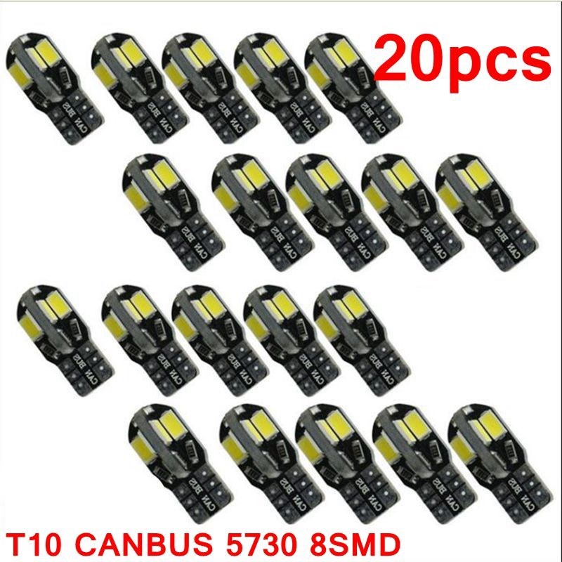 20PCS led Car Interior Bulb Canbus Error Free T10 White 5730