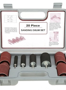 20pcs Spindle Sanding Drum Sander Tool Kit Set with Case for