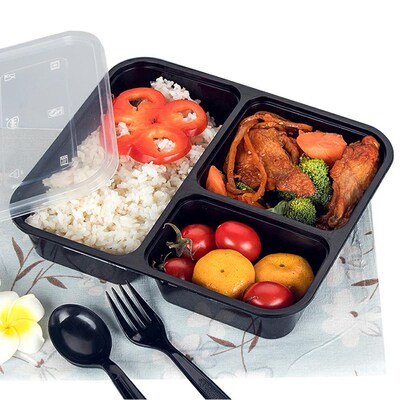 150 Pcs Compartment Disposable Lunch Box Meal Prep Plastic