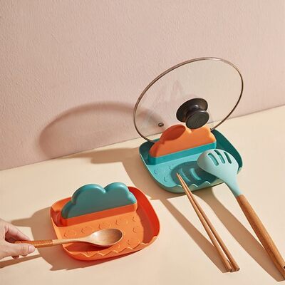 Kitchen Silicone Utensil Rest with Pot Lid Holder Cloud Shap