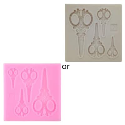 1 Piece 4 Cavities Scissors Shaped Liquid Silicone Mould Fon