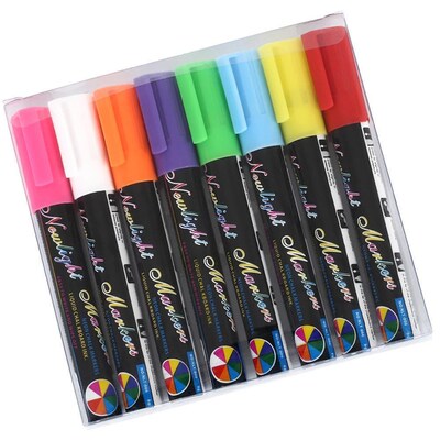 6mm 8 Colors Liquid Chalk Pens Marker Reversible Neon Colour
