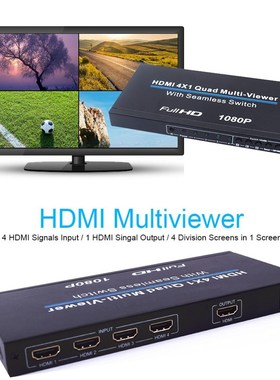 HDMI 4x1 Multiviewer HDMI Switcher 4 In 1 Out Quad Multi vi