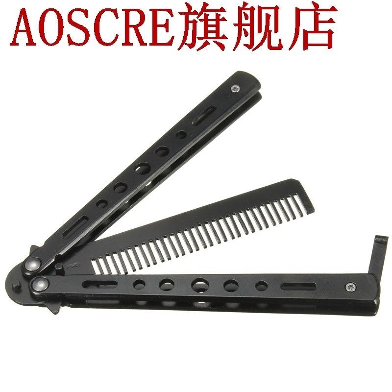 stainless steel practice training butterfly style knife comb