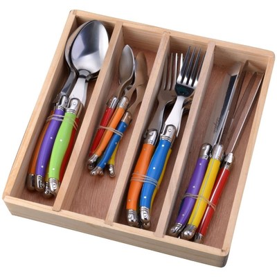 Hot 24 PCS Stainless Steel Flatware set with Multicolor ABS