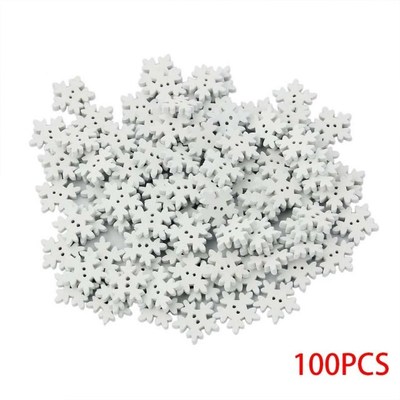 100pcs 18mm Shape Wooden White Snowflakes Christmas Ornament
