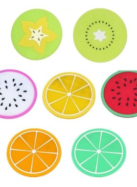 7pcs Fruit Coaster Colorful Transparent Silicone Cup Holder