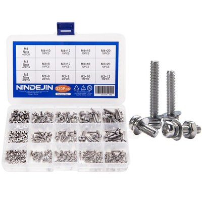 320pcs M2 M3 M4 Screws Phillips Pan Head Screws Bolt and Nut