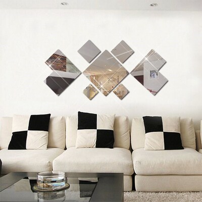 Acrylic Mirror Adhesive Removable Effect Tile Wall Sticker R